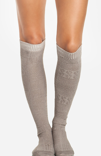 Checkered Knit Knee High Socks Slide 1