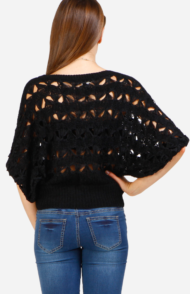 black knit cropped sweater