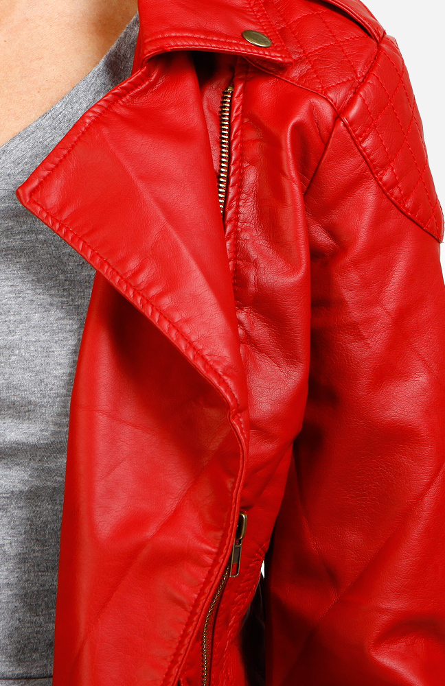 Thriller Faux Leather Jacket In Red Dailylook
