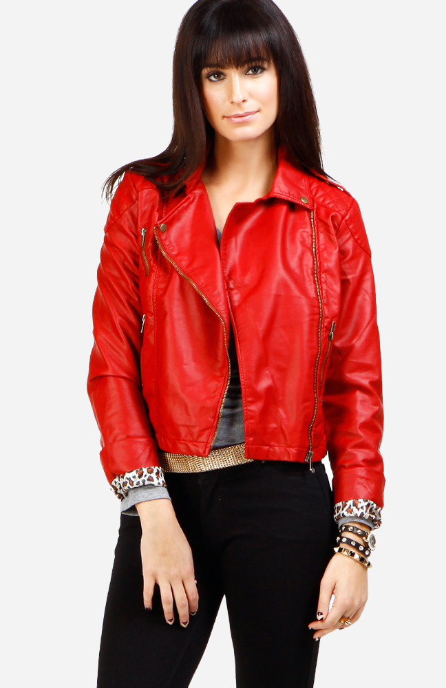 Thriller Faux Leather Jacket In Red Dailylook 4918