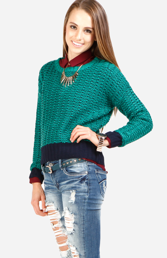 Varsity League Sweater in Green | DAILYLOOK