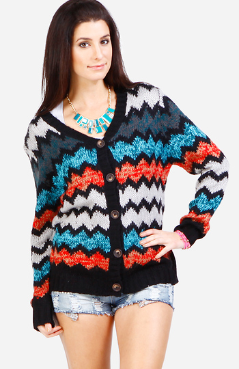 Zigzag Cardigan Sweater Slide 1