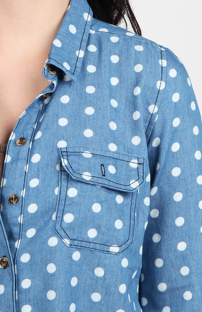 denim polka dot shirt