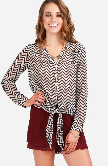 Sheer Zig Zag Blouse Slide 1