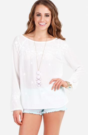 Bohemian Floral Embroidered Blouse Slide 1