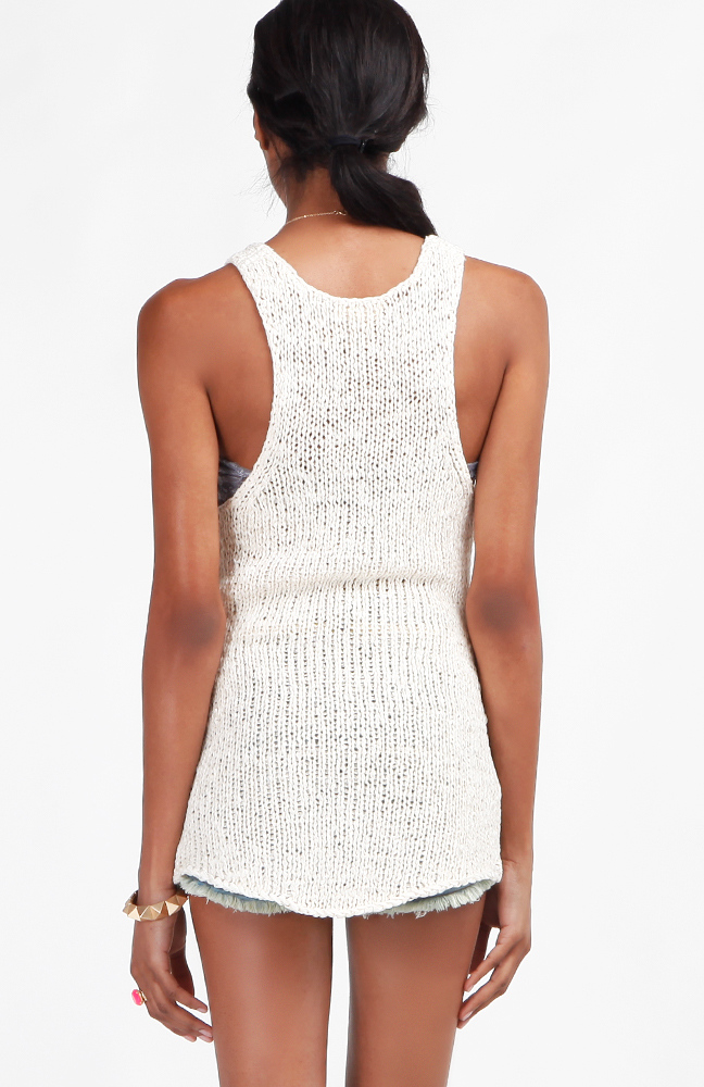 Open Knit Sleeveless Top in Ivory DAILYLOOK