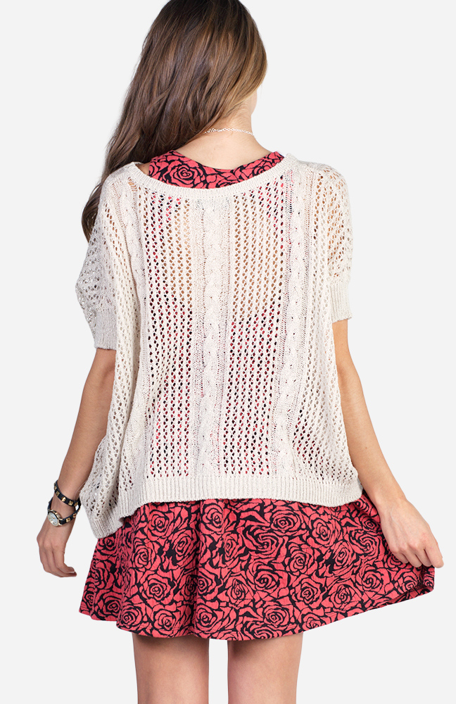 Open Knit Top in Beige DAILYLOOK