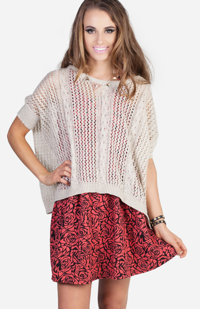 Open Knit Top in Beige DAILYLOOK