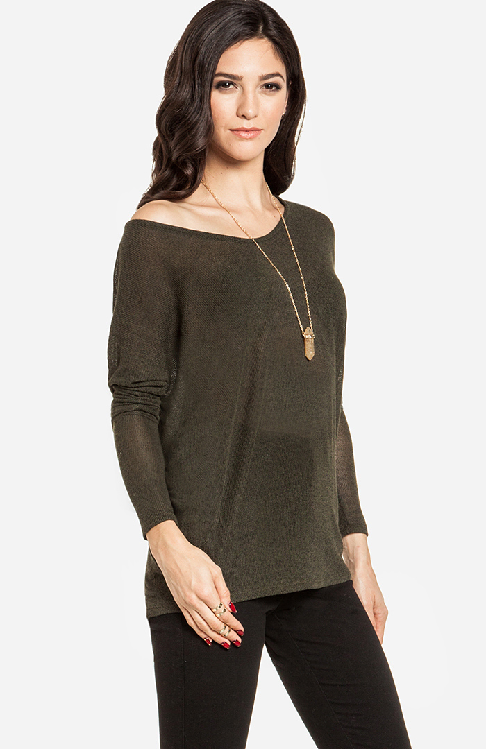 Dolman Sleeve Knit Top in Olive DAILYLOOK