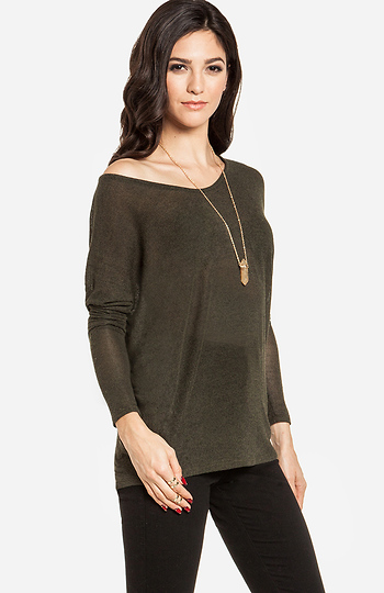 Dolman Sleeve Knit Top in Olive | DAILYLOOK