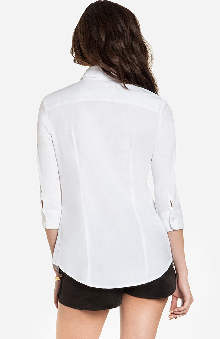 Classic Button Up Shirt in White | DAILYLOOK