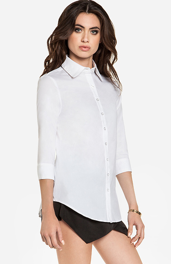 Classic Button Up Shirt in White | DAILYLOOK