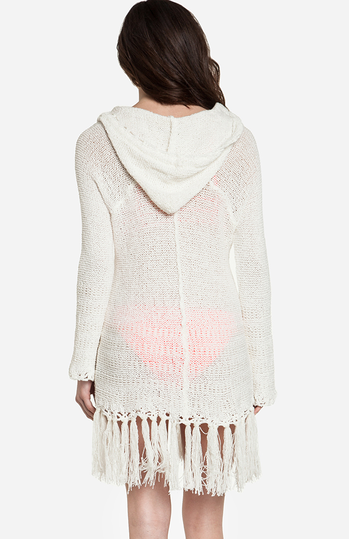 Open Knit Fringed Cover Up in Ivory DAILYLOOK