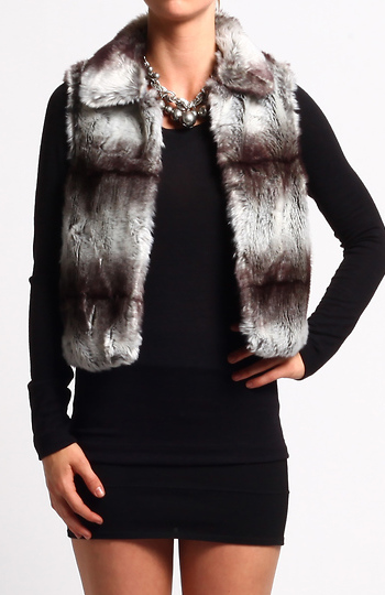 Grey Fur Vest Slide 1