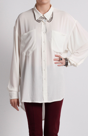 Oversized Reverse Cut Out Shirt Slide 1