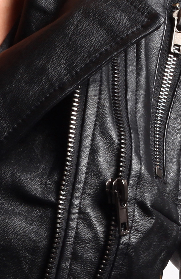 Black Leather Biker Jacket by Nikibiki