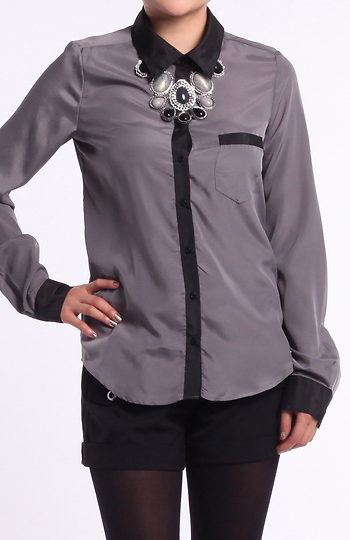 Shirt with Contrast Placket Slide 1