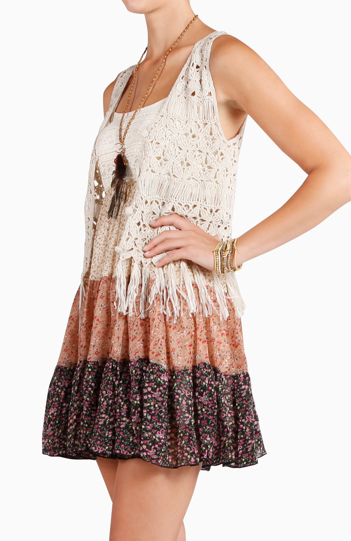 Crochet Fringe Vest by Cecico