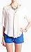 Ivory Pleated Front V Neck Blouse Thumb 1