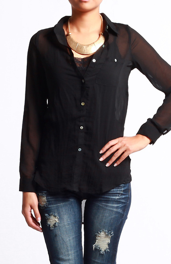 Sheer Black Blouse Slide 1