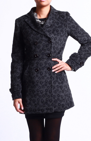 Long Sleeve Leopard Print Trench Coat Slide 1