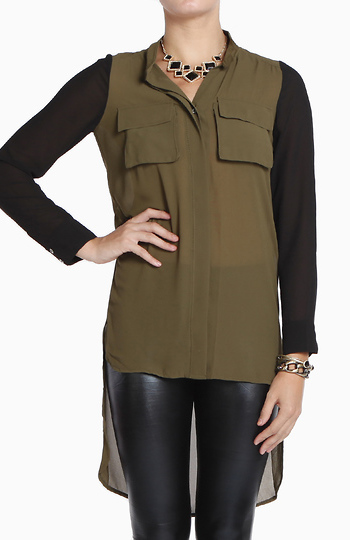 Military Two-Tone Tunic top Slide 1