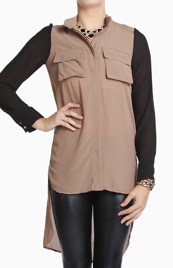 Military Two-Tone Tunic top Slide 1