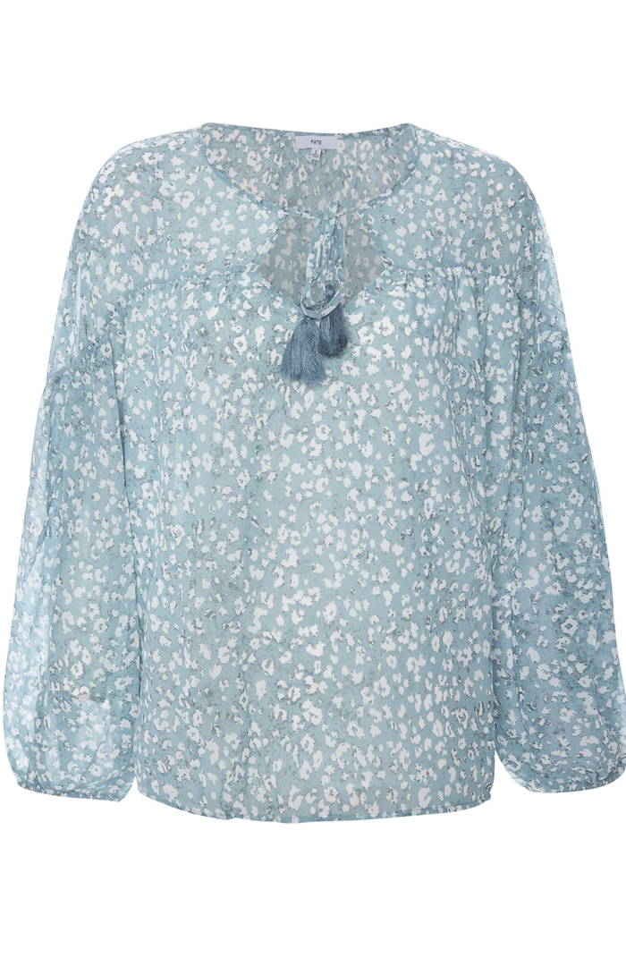 Long Sleeve Floral Blouse in Light Blue Multi S | DAILYLOOK
