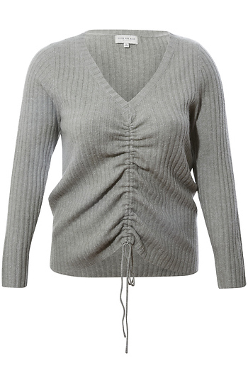 Ruched Rib Knit Sweater Slide 1