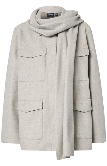 Vero Moda Snap On Front Jacket with Detachable Scarf Slide 1