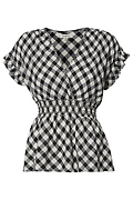 Smocked Waist Checkered Top