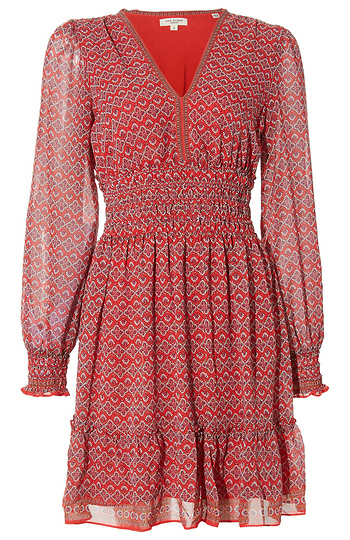 Georgette Smocked V-Neck Dress Slide 1