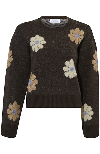 Flower Round Neck Sweater Slide 1