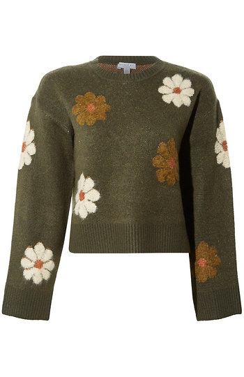 Flower Round Neck Sweater Slide 1