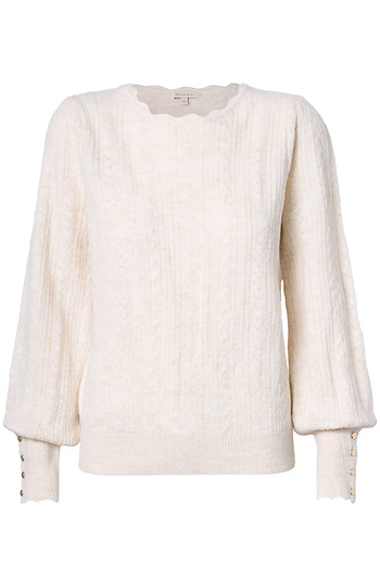 Cable Knit Round Neck Sweater Slide 1