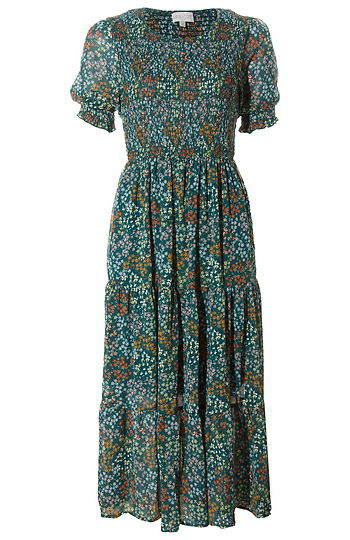 Floral Smocked Midi Dress Slide 1