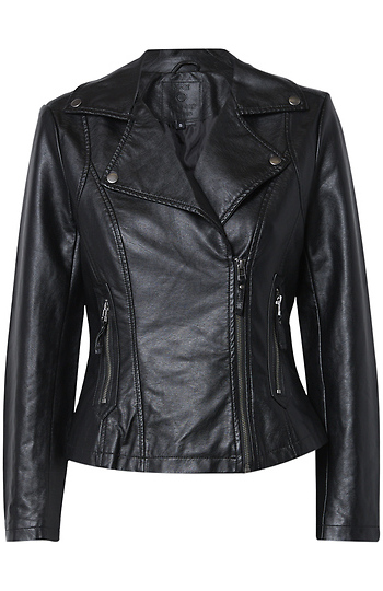 Faux Leather Moto Jacket Slide 1