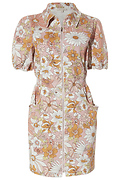 Zip Front Floral Print Dress